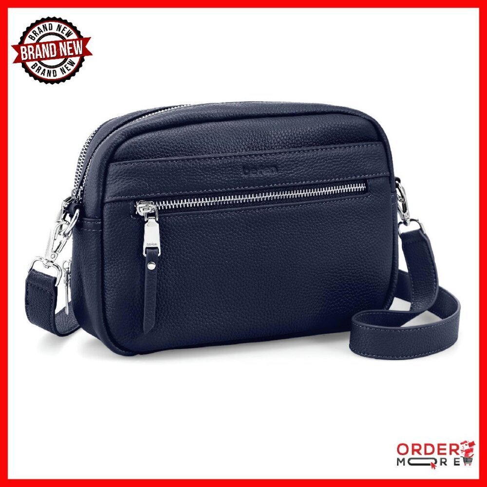 Genuine Leather Crossbody Bag with RFID Wallet, Large Capacity, Adjustable Strap